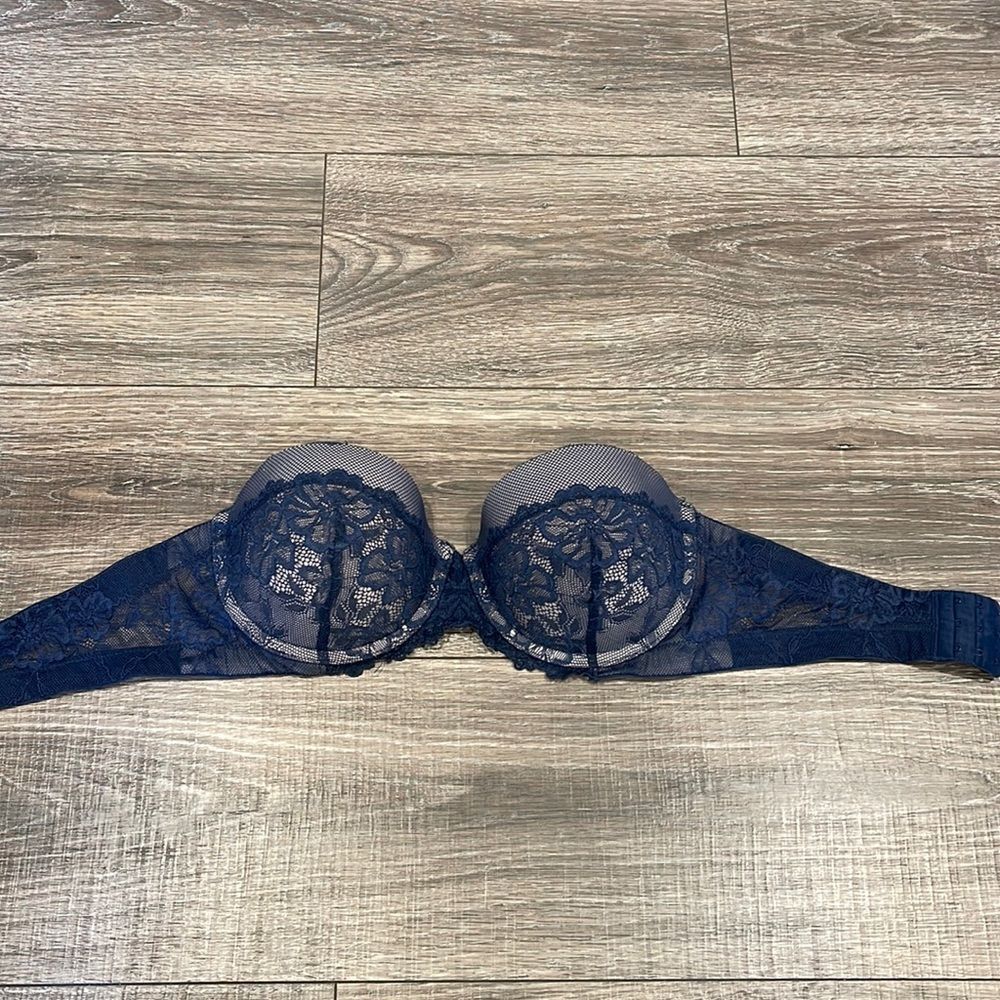 Maidenform Blue Lace Strapless Bra 34D